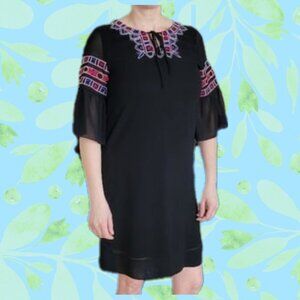 🍄50% Black Embroided Straight Dress